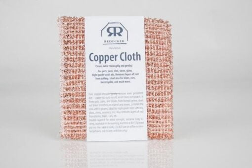 Copper cloths 2 pack by Burstenhaus Redecker. The scratch-free cleaning power of copper! The copper cloth cleans pots, pans, sinks, ovens, ceramic cooktops, glass and stainless steel thoroughly and gently. Perfect for removing rust from tableware. Also ideal for all shiny parts of bicycles and motorcycles, as well as for glass and chrome parts and aluminum rims on cars. Fine copper threads loosen even the most stubborn dirt carefully because copper is a soft metal that is non-abrasive. It will leave no scratches behind on enamel and ceramic hobs and will give your sink a high sheen! The two-ply material is extremely durable and is machine-washable in warm water (up to 60 degrees Celsius) - please place in a net bag or sock. Not suitable for Teflon or other non-stick surfaces. Environmentally compatible, 100% recyclable. Use wet.